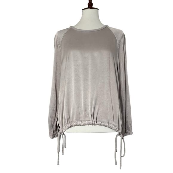 Raquel Allegra Women's Gray Long Sleeve Drawstring Hem Blouse Top Size 1-Small - Picture 1 of 10